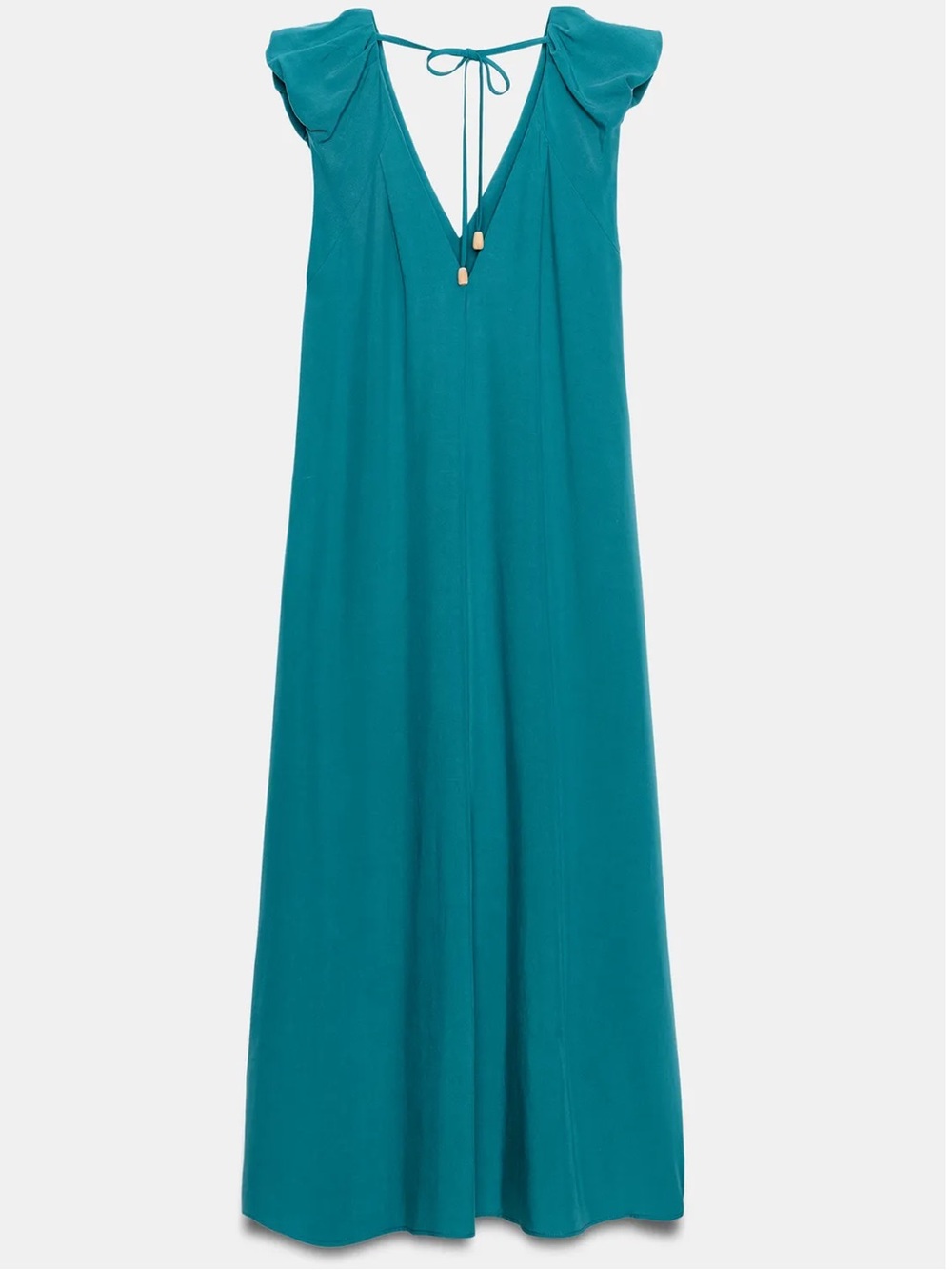Zara NWT / Sz Small / Teal V-Neck Flutter Sleeve Maxi Dress - Picture 7 of 11